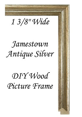 #ad DIY CUSTOM CUT 1 3 8quot; Wide Jamestown Antique Silver Wood Picture Frame $4.50