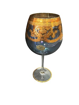#ad Murano Italian Wine Glasse Blue Gold $69.99