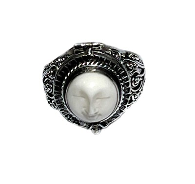 #ad New 925 Sterling Silver Poison Ring with a White Round Moon Face $30.49
