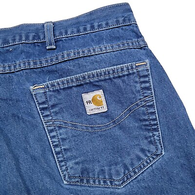 #ad Carhartt Jeans Mens 38x32 Blue Denim Flame Resistant FR Straight Leg FRB 100 DNM $25.00