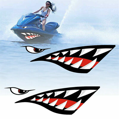 #ad 2 Pcs Waterproof Kayak Canoe Boat Red Shark Mouth Sticker Vinyl Decal Sticker $7.98