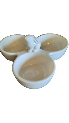 #ad Easter White Ceramic Serving Three part Bunny Dish Centerpiece Farmhouse $15.20