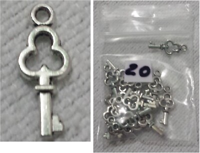 #ad Lot of 20 Craft Jewelry Making Silver Metal Charm Mini Key 5 8quot; Long Love Wisdom $7.35