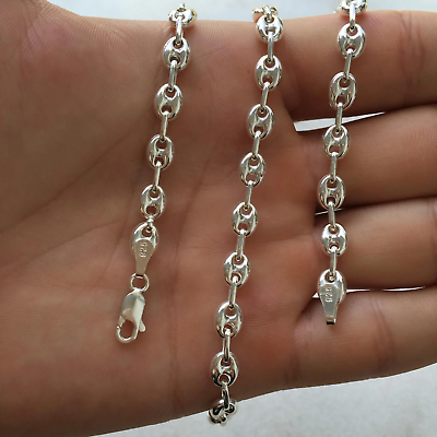 #ad 925 Sterling Silver 6mm Mens Hollow Puffed Mariner Chain Necklace 25GR 26 Inch $99.90