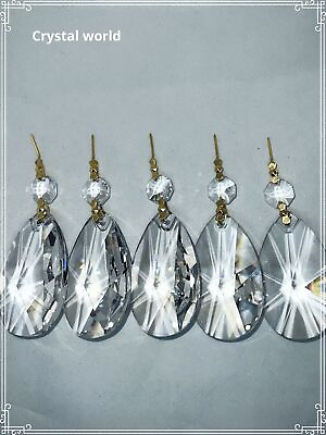 #ad 64mm Asfour Tear Drops Chandelier Crystals Lighting Parts Glass Lamp Prisms 5pc $29.56