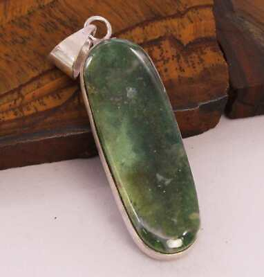 #ad Moss Agate 925 Silver Plated Handmade Pendant of 2.2quot; $3.99