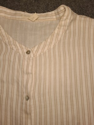 #ad Eileen Fisher Shirt Womens XXXL White Natural Stripe Organic Cotton Mandarin $39.00