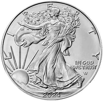#ad 2024 1 oz American Silver Eagle Coin BU 999 Fine Silver $36.48