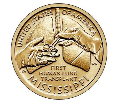 #ad 2023 P D American Innovation Mississippi $1 2 Coins 1st Human Lung Transplant $3.42