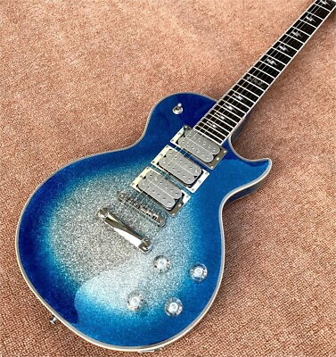 #ad Beautiful Custom Blue Electric Guitar Chrome Plated Hardware Free Shipping $256.00