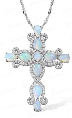 #ad #ad Opal Cross pendant chain pendant Cross Pendant Necklace Anniversary Gift For Her $99.99