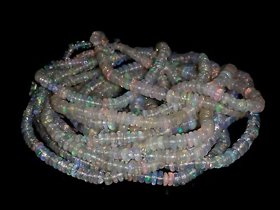 #ad Top Ethiopian Opal Natural 204CT Welo Fire Roundel 6 strand Beads Necklace nut $181.99