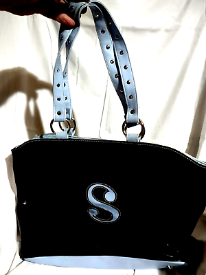 #ad Dark Brown Blue Bag Purse Handbag Double Handle Magnet Closure S Fashion Express $22.00