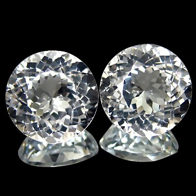 #ad 3.93Cts Wow Natural Amazing White TopazRound Shape 7.5mm Collection Pair $22.99