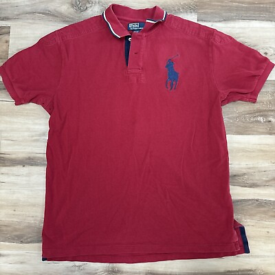 #ad Polo Ralph Lauren Shirt Mens XL Big Pony Red Tipped Collar Rugby $26.95