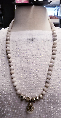 #ad Mya Lambrecht Jewelry VTG White Agate Necklace $184.05