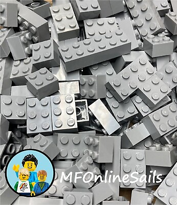 #ad 50 Light Bluish Gray Genuine LEGO Bricks 2x2 2x3 2x4 2x6 Random Bulk Lot $13.00