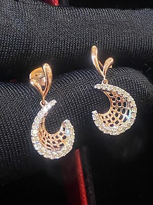 #ad Stunning 0.40 Cts Round Brilliant Cut Natural Diamonds Dangle Earrings 14K Gold $1457.28