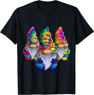 #ad Three Hippie Gnomes Peace Gnome Funny Retro Tie Diy Unisex T Shirt $19.99