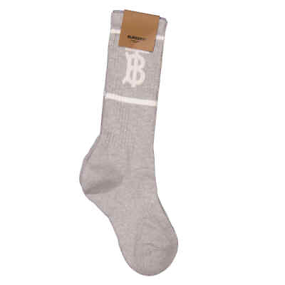 #ad #ad Burberry Monogram Motif Intarsia Socks In Pebble Grey Size Medium $13.68