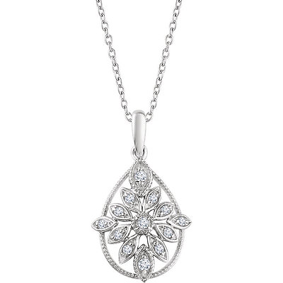 #ad Diamond Granulated Filigree 18quot; Necklace In 14K White Gold 1 6 ct. tw. $699.99