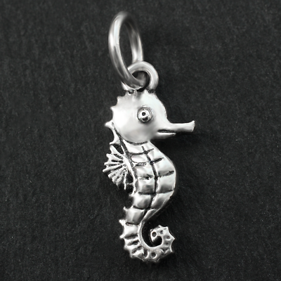 #ad 925 Sterling Silver Seahorse Fish Pendant Charm 3D Sea Animal Ocean Vintage Gift $9.88