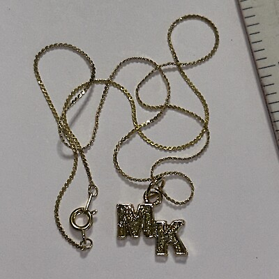 #ad MK Style Gold color Necklace With MK Charm It Is 17” In Length See Pictures New $25.50