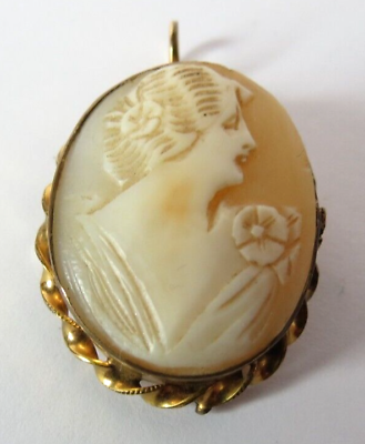 #ad ANTIQUE VICTORIAN CAMEO ENGRAVED SHELL 1 20 12K GOLD FILLED PENDANT 27MM X 22MM $29.95