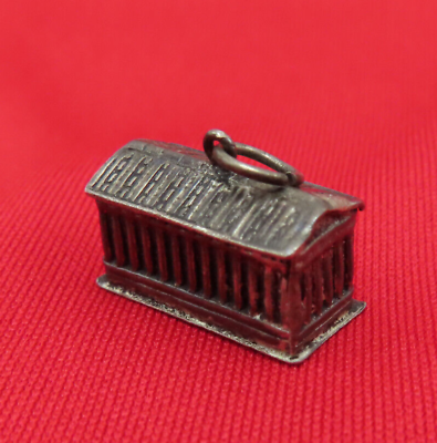 #ad Vintage Charm 900 Sterling Silver Bracelet Pendant Greek Temple Hephaestus 651c $17.99