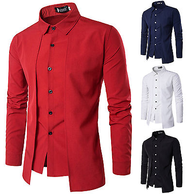 #ad Men Luxury Formal Shirt Long Sleeve Slim Business Casual Dress Suit Shirts Tops $21.69