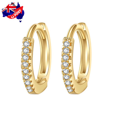 #ad Wholesale 18K Gold Plated Simulated Diamond Huggie Hoop Clip Earrings 6mm 12mm AU $7.95