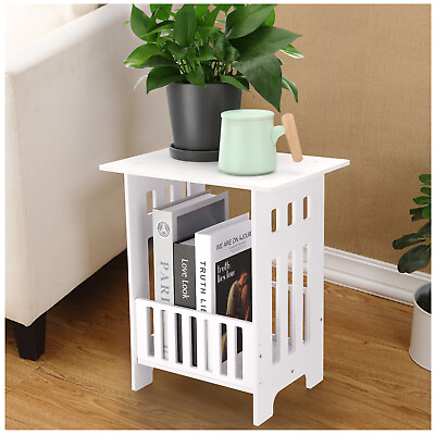 #ad Bedside Simple Table Modern Bedroom Nightstand End Table Stand Holder White $17.20