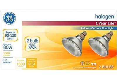 #ad GE 66281 Halo Spotlight Bulbs 80 Watts Par 38 Indoor Outdoors Floodlights275 $27.00