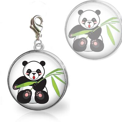 #ad Cute Panda Bear Glass Top 20mm Clip On Dangle Charm Handmade for Charm Bracelets $9.95