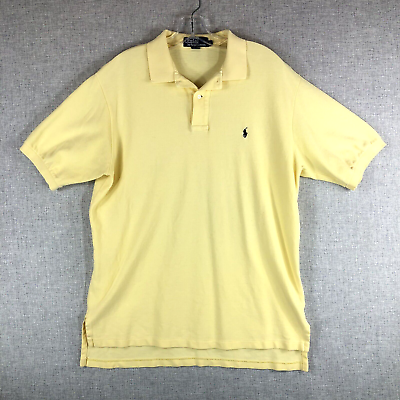 #ad Vintage 80s Polo Ralph Lauren Men#x27;s Size L Yellow Made in USA Short Sleeve Shirt $8.95