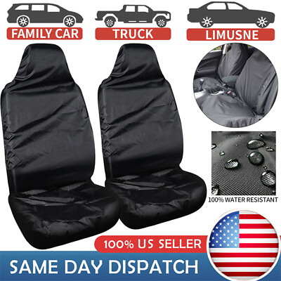 #ad 2Pcs Front Seat Covers Universal Car Van Black Waterproof Protector Anti dust US $8.95
