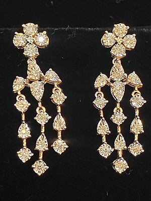 #ad Classy 0.56 Cts Round Brilliant Cut Natural Diamonds Dangle Earrings In 14K Gold $2193.28