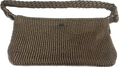 #ad Lina quot;Amandaquot; Purse 10”x5” Taupe Tan Crochet Woven Hand Bag Floral Lining $18.99