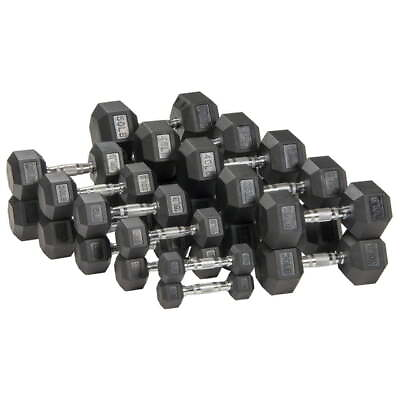 #ad Barbell 10 15 20 25 30 35 40LBs Rubber Encased Hex Dumbbell Single 1 PC $32.39