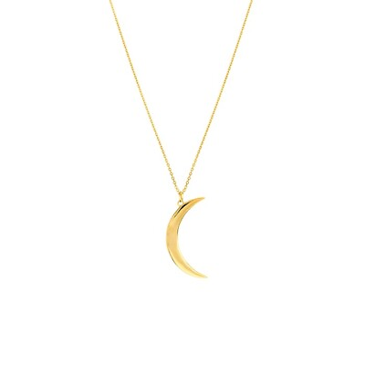#ad 14K Solid Yellow White Gold Crescent Pendant Adjustable Necklace 18” 2.80 grams $322.00