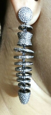 #ad Gorgeous Natural Diamond Earring 925 Fine Silver Shape Dangle Wedding Earring 82 $258.99