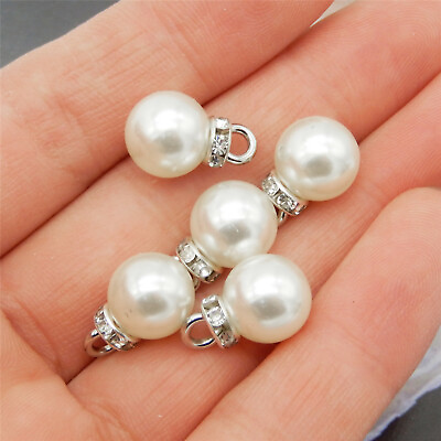 #ad 20PCS Silver Gold Alloy Acrylic Pearl Pearl Pendant Charms for Bracelet Necklace $2.46