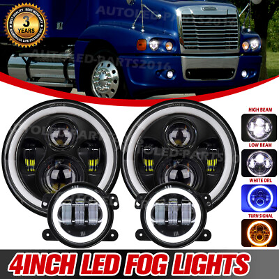 #ad 2X Projector 7quot; DRL LED Headlights4quot; Fog Lights Fit Freightliner Coronado 01 16 $89.59
