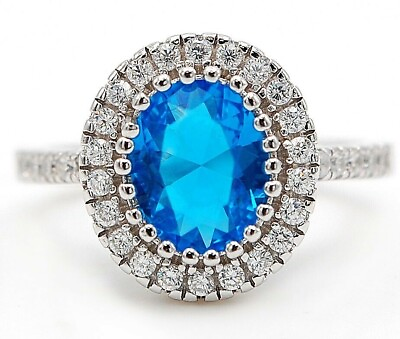 #ad 4CT Blue Topaz amp; Topaz 925 Sterling Silver Ring Jewelry Sz 7 IB1 5 $32.99