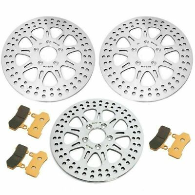 #ad POLISHED FRONT REAR 11.8quot; BRAKE ROTORS ELECTRA GLIDE FLHT PADS ROAD KING CLASSIC $193.88