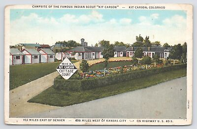 #ad Roadside Motel Kit Carson Cottages CO Nowhere Near Denver Or Kansas City Vtg PC $3.50