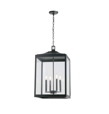 #ad HDC Havenridge 4 Light Matte Black Outdoor Chandelier with Clear Glass 1 Pack $199.00