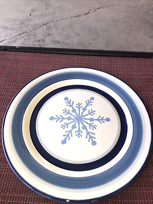 #ad St. Nicholas Square WINTER FROST 11quot; Dinner Plate White Blue Snowflake Christmas $11.25