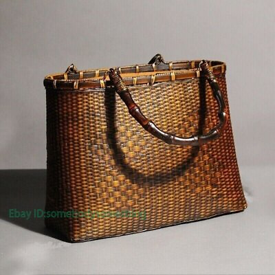 #ad Women Beach Tote Handbag Bohemian Handmade Bamboo Woven Bag Retro Chinese Style $85.49