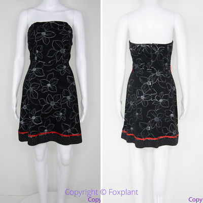 #ad Ruby Rox USA made black white floral print sleeveless dress 7 $45.50